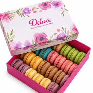 coffret macarons 24 pièces – Macarons artisanaux, 18 parfums au choix – Deluxe Macaron